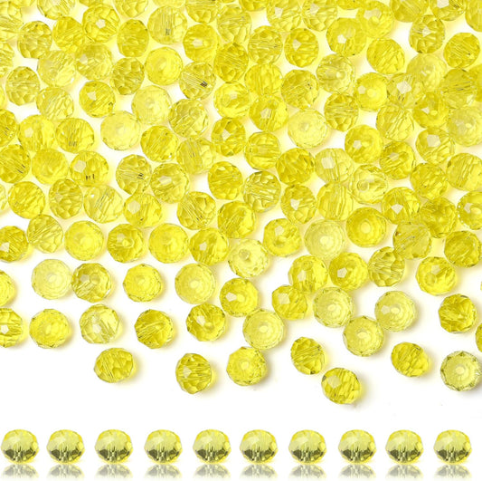 ZHIYUXI 400pcs Lemon Yellow Beads Crystal Glass Beads for Jewelry Making | Assortment 6mm Beads Bulk Bracelets for Arts and Crafts Hole Drilled DIY Necklace Earrings