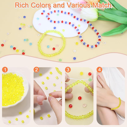 ZHIYUXI 400pcs Lemon Yellow Beads Crystal Glass Beads for Jewelry Making | Assortment 6mm Beads Bulk Bracelets for Arts and Crafts Hole Drilled DIY Necklace Earrings