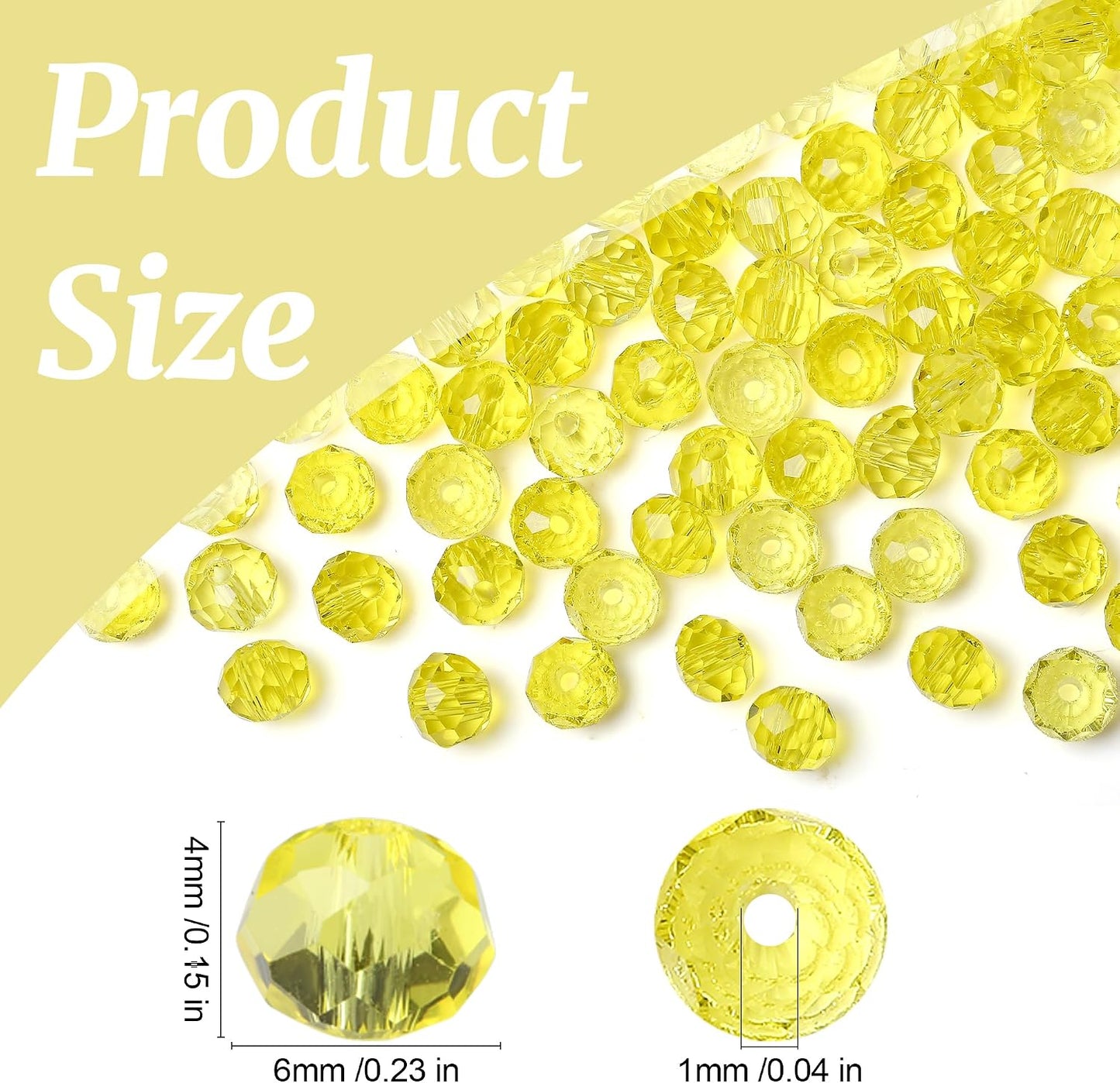 ZHIYUXI 400pcs Lemon Yellow Beads Crystal Glass Beads for Jewelry Making | Assortment 6mm Beads Bulk Bracelets for Arts and Crafts Hole Drilled DIY Necklace Earrings