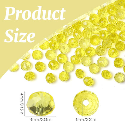 ZHIYUXI 400pcs Lemon Yellow Beads Crystal Glass Beads for Jewelry Making | Assortment 6mm Beads Bulk Bracelets for Arts and Crafts Hole Drilled DIY Necklace Earrings