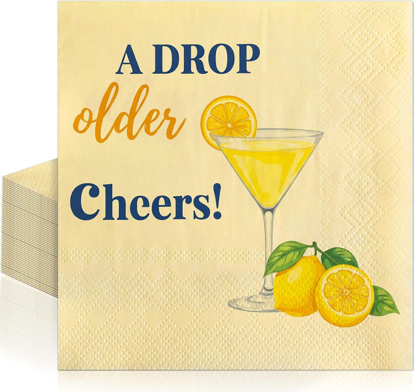 100 Pcs a Drop of Older Lemon Cocktail Napkins Yellow Citrus Paper Napkin Summer Fruit Disposable Lemon Dinner Napkins for Kitchen Bathroom Summer Beverage Party Supplies