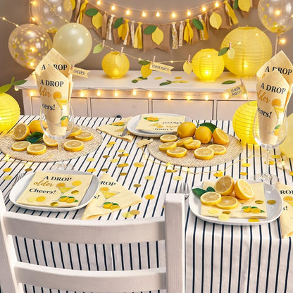 100 Pcs a Drop of Older Lemon Cocktail Napkins Yellow Citrus Paper Napkin Summer Fruit Disposable Lemon Dinner Napkins for Kitchen Bathroom Summer Beverage Party Supplies