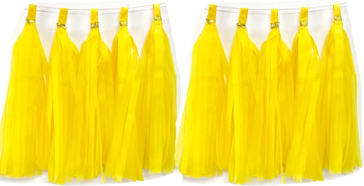 30pcs Yellow Paper Tassels Garland Banner Tissue Paper Tassels PartyGarland | DIY Hanging Paper Garlands For Birthday Wedding Festival Wall Backdrop Decorations(30, Yellow)
