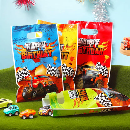 48 Pieces Monster Truck Party Favor Bags Bulk Plastic Happy Birthday Truck Treat Goodie Bags for Kids Racing Themed Decorations Monster Birthday Party Supplies Packing, 9.8 x 6.5 Inch