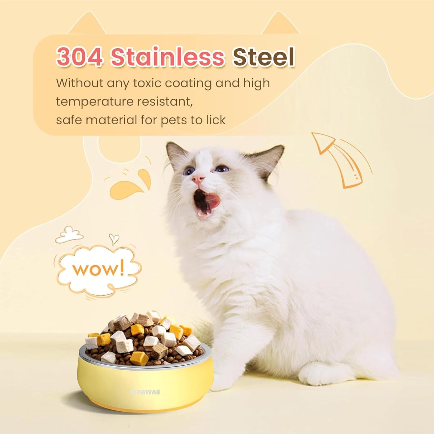 Small Dog Bowl, 12 oz Stainless Steel Food and Water Bowl, 1 Pack | Double-Wall Design,Smooth Open Bowl Design,Easy-Rinse Interior,Wide Bowl Opening,For Cats and Small Pets