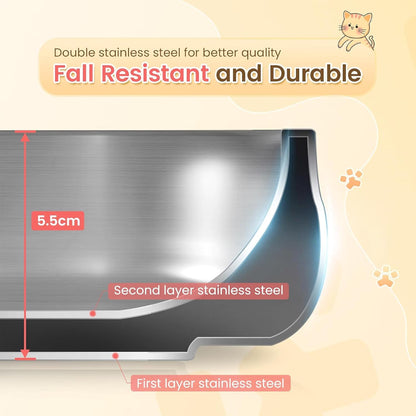 Small Dog Bowl, 12 oz Stainless Steel Food and Water Bowl, 1 Pack | Double-Wall Design,Smooth Open Bowl Design,Easy-Rinse Interior,Wide Bowl Opening,For Cats and Small Pets