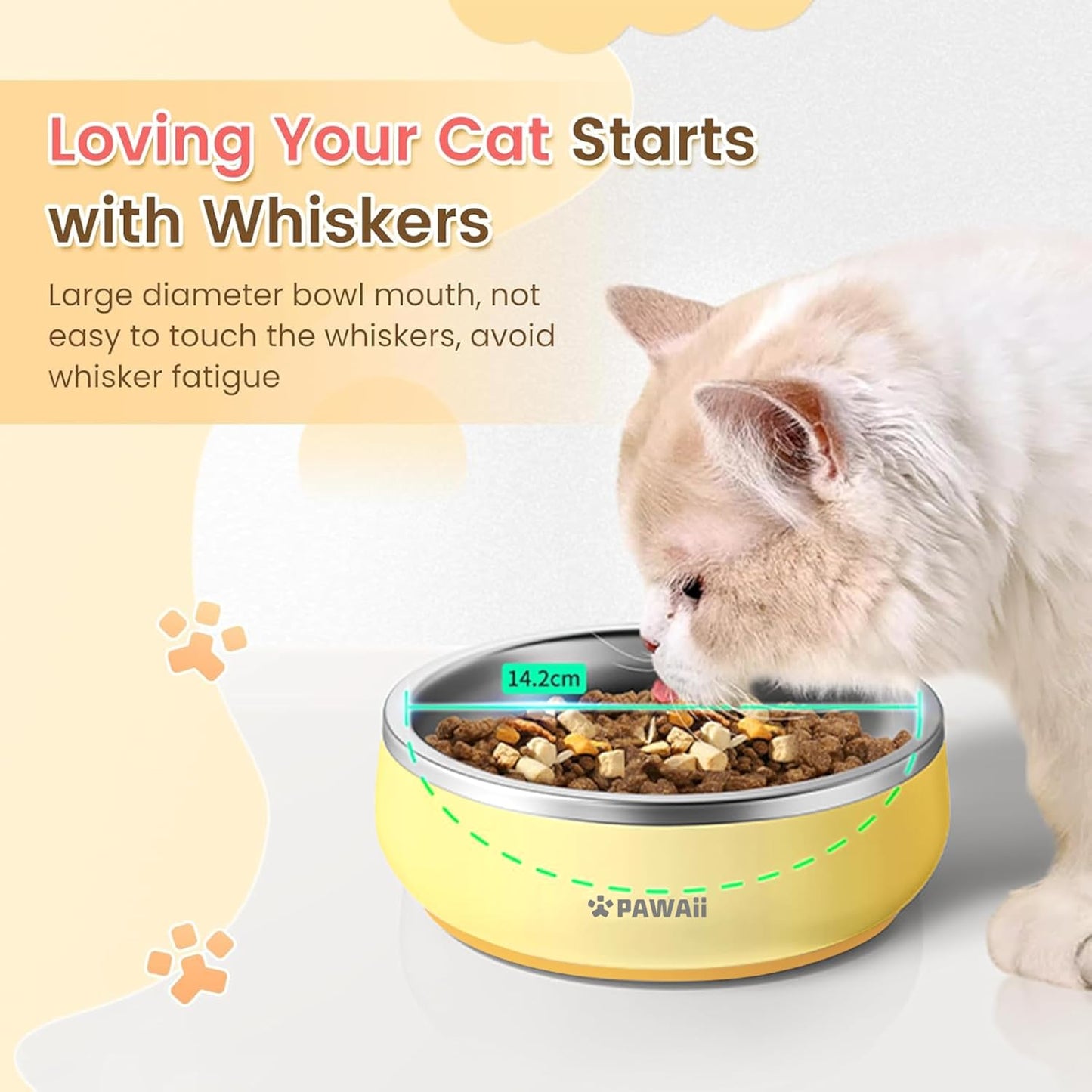 Small Dog Bowl, 12 oz Stainless Steel Food and Water Bowl, 1 Pack | Double-Wall Design,Smooth Open Bowl Design,Easy-Rinse Interior,Wide Bowl Opening,For Cats and Small Pets