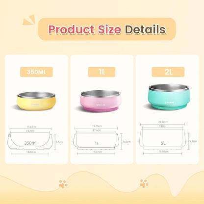 Small Dog Bowl, 12 oz Stainless Steel Food and Water Bowl, 1 Pack | Double-Wall Design,Smooth Open Bowl Design,Easy-Rinse Interior,Wide Bowl Opening,For Cats and Small Pets
