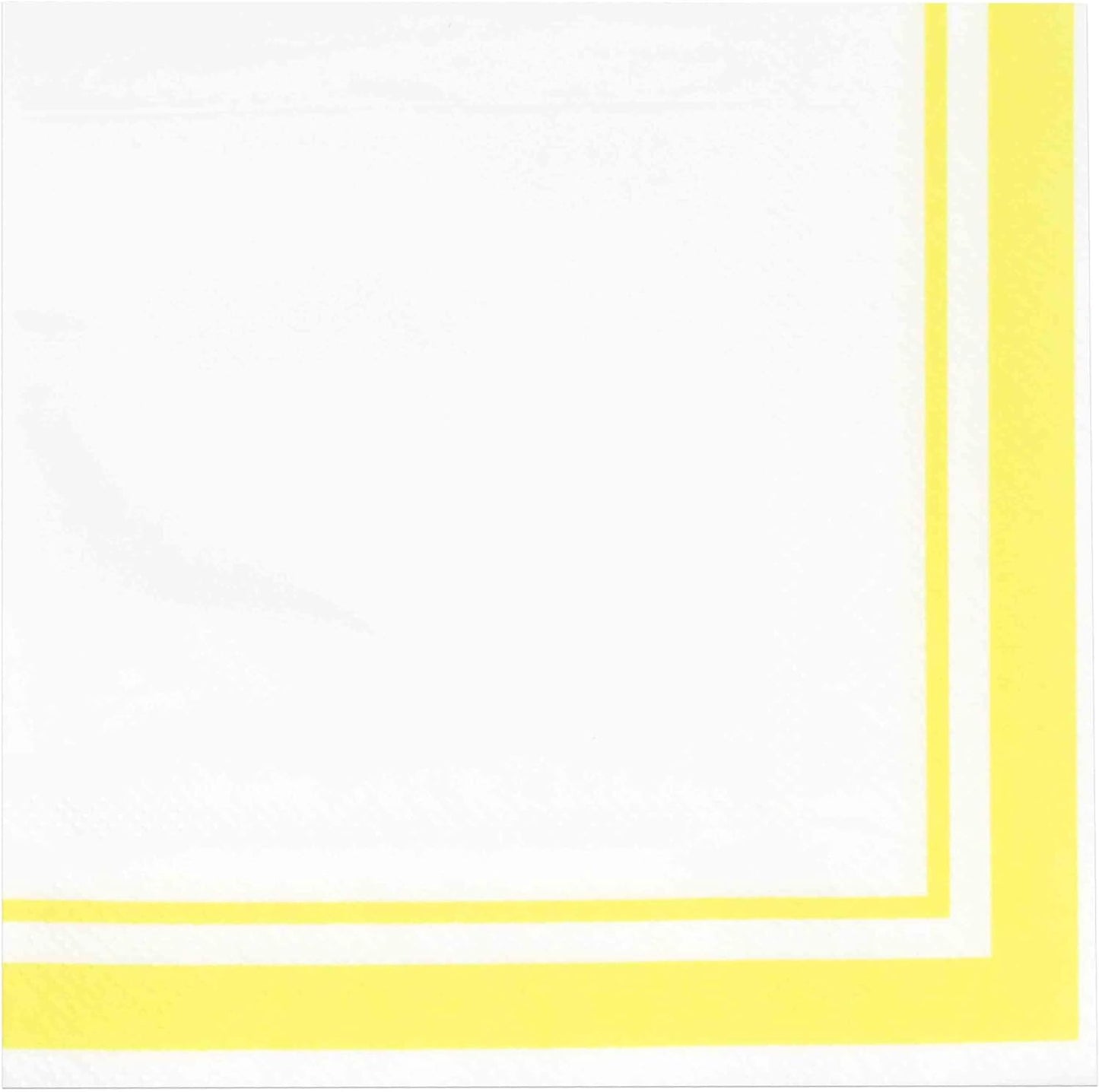 Yellow and White Cocktail Napkins – 120 Pack 5 x 5 Inch 3-Ply Disposable Lined Beverage Napkins for Parties, Birthdays, Baby Showers, Summer Events, and Everyday Entertaining