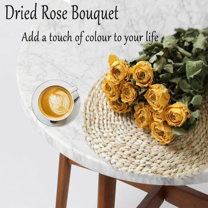 Natural Dried Flowers Bouquet, 10 Pcs Yellow Dried Roses Bouquet for Wedding Decoration and DIY Wreath Floral Home Decor