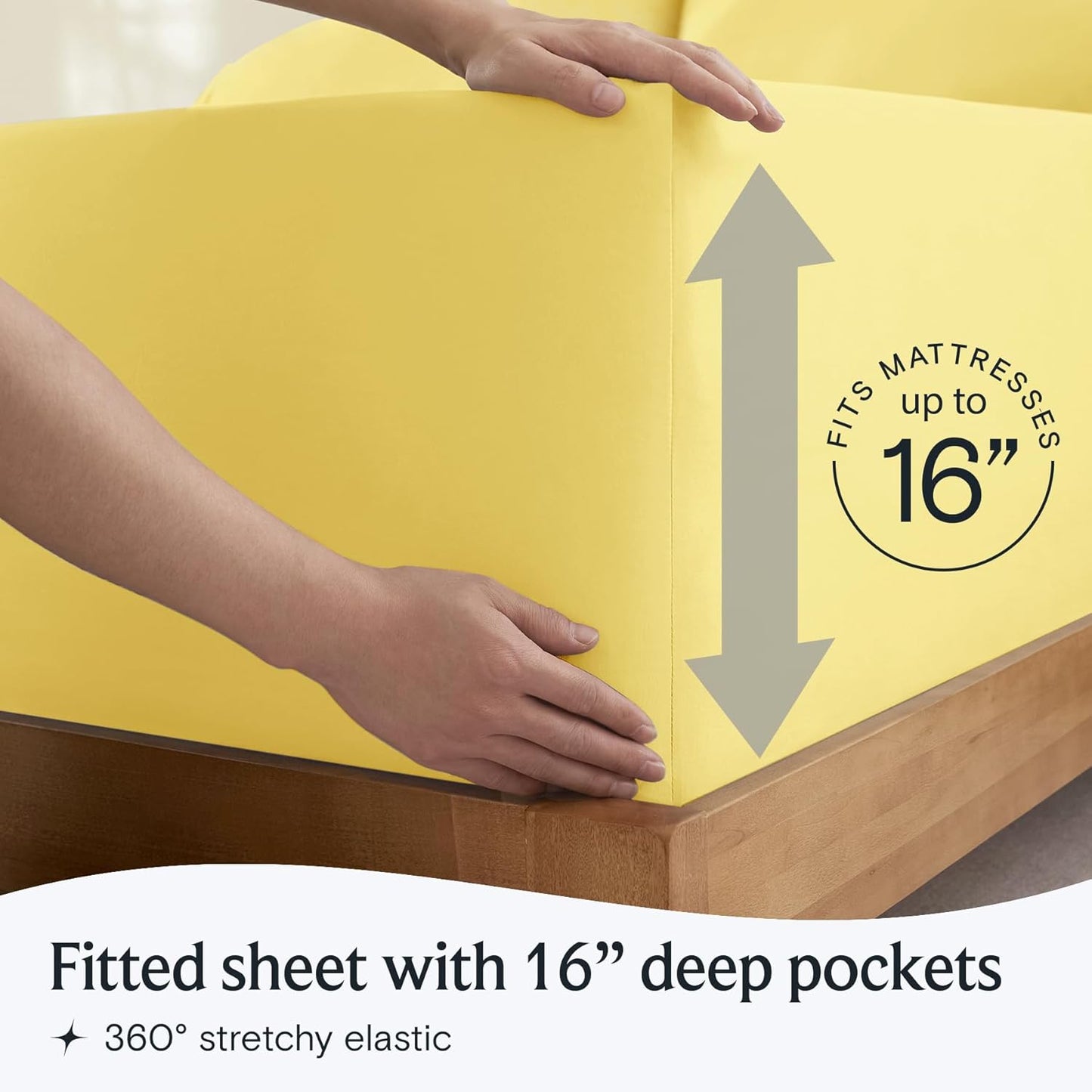 Twin XL Sheets Set, Deep Pocket Twin XL Bed Sheets 4PC, Cooling Bed Sheet Twin XL Size, Soft Silky Fitted Sheet & Pillowcase Sets, Breathable Hotel Bedding Wrinkle Free, Lemon Yellow