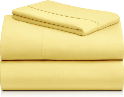 Twin XL Sheets Set, Deep Pocket Twin XL Bed Sheets 4PC, Cooling Bed Sheet Twin XL Size, Soft Silky Fitted Sheet & Pillowcase Sets, Breathable Hotel Bedding Wrinkle Free, Lemon Yellow