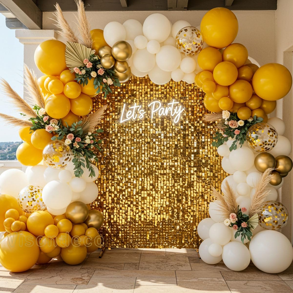 Yellow Balloon Arch Kit, Mustard Yellow, Ivory White and Gold | Double-Stuffed, 138 balloons for Birthday, Baby Shower, Bee Party, Sunflower/Lemon/Daisy Theme Decorations
