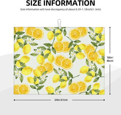 Lemon Kitchen Decor Lemon Dish Drying Mat for Kitchen Counter Large Drying Pad for Dishes 18 x 24 Inch Absorbent Washable Coffee Bar Mat