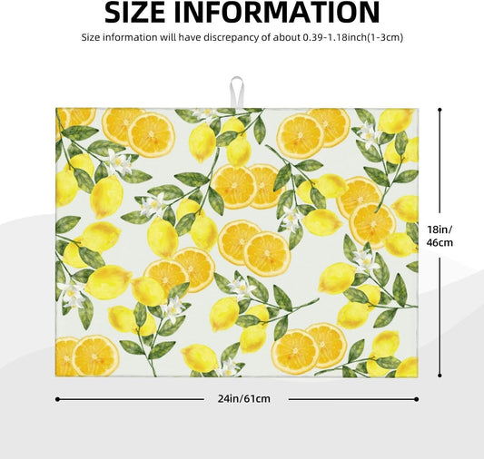 Lemon Kitchen Decor Lemon Dish Drying Mat for Kitchen Counter Large Drying Pad for Dishes 18 x 24 Inch Absorbent Washable Coffee Bar Mat