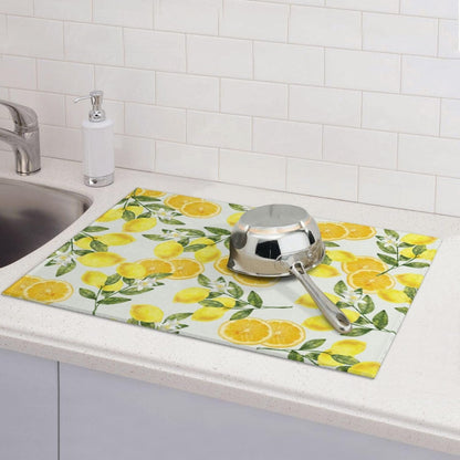 Lemon Kitchen Decor Lemon Dish Drying Mat for Kitchen Counter Large Drying Pad for Dishes 18 x 24 Inch Absorbent Washable Coffee Bar Mat
