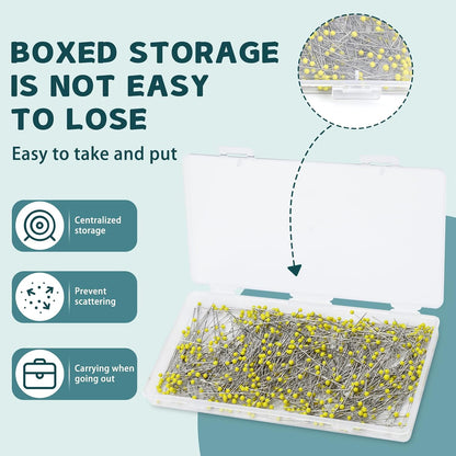 600 Pcs Sewing Pins 1.5 in Glass Ball Head Straight Yellow Quilting | Sewing Pin for Quilting Pins Corsage Stick Pin Dressmaker fabric Sewing Supplies, Crafts, Jewelry Making, Diy Accessories