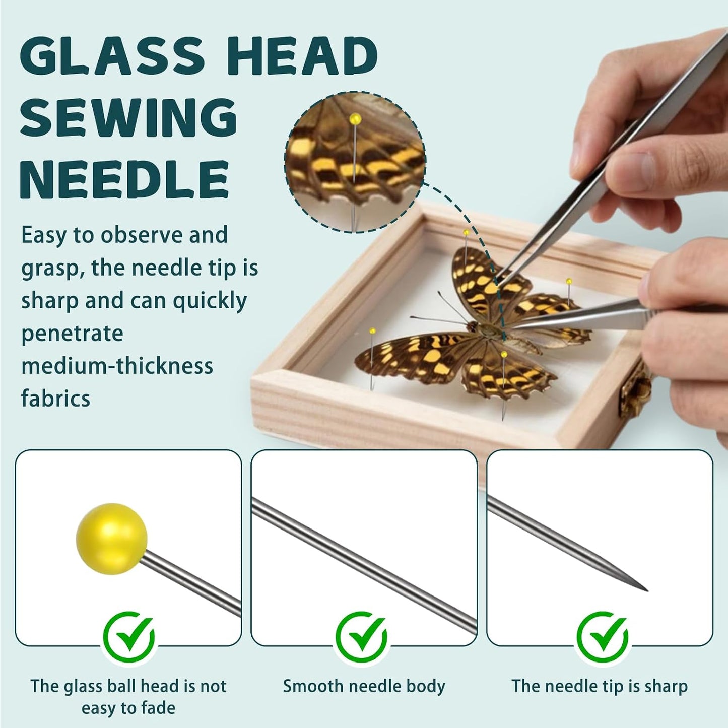 600 Pcs Sewing Pins 1.5 in Glass Ball Head Straight Yellow Quilting | Sewing Pin for Quilting Pins Corsage Stick Pin Dressmaker fabric Sewing Supplies, Crafts, Jewelry Making, Diy Accessories
