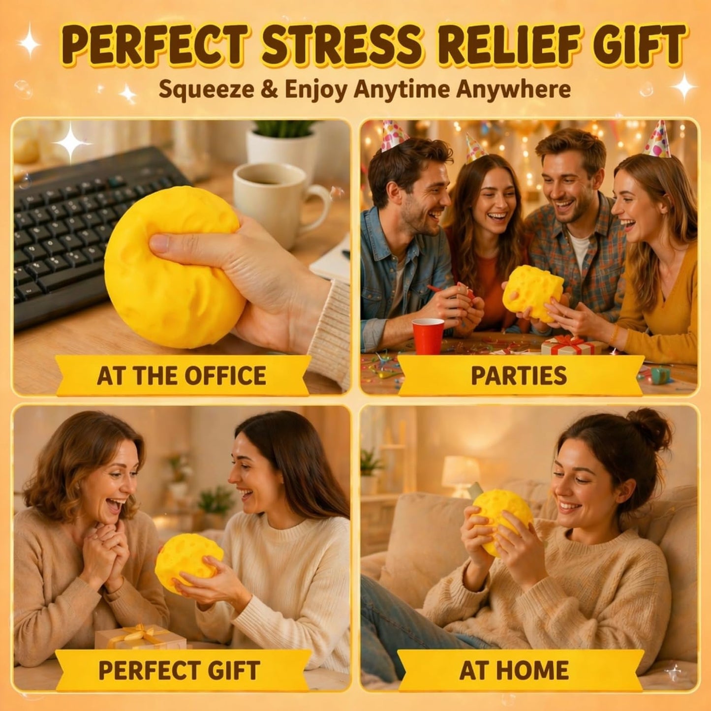 Cheese Squishy Slow Rising, Squishy Cheese Block Fidget Toys for Adults Teens, Fake Food Squishys Sensory Toys Gift for Stress Relief Anxiety Relief Party Favor Office Home School Relaxation, 2pc