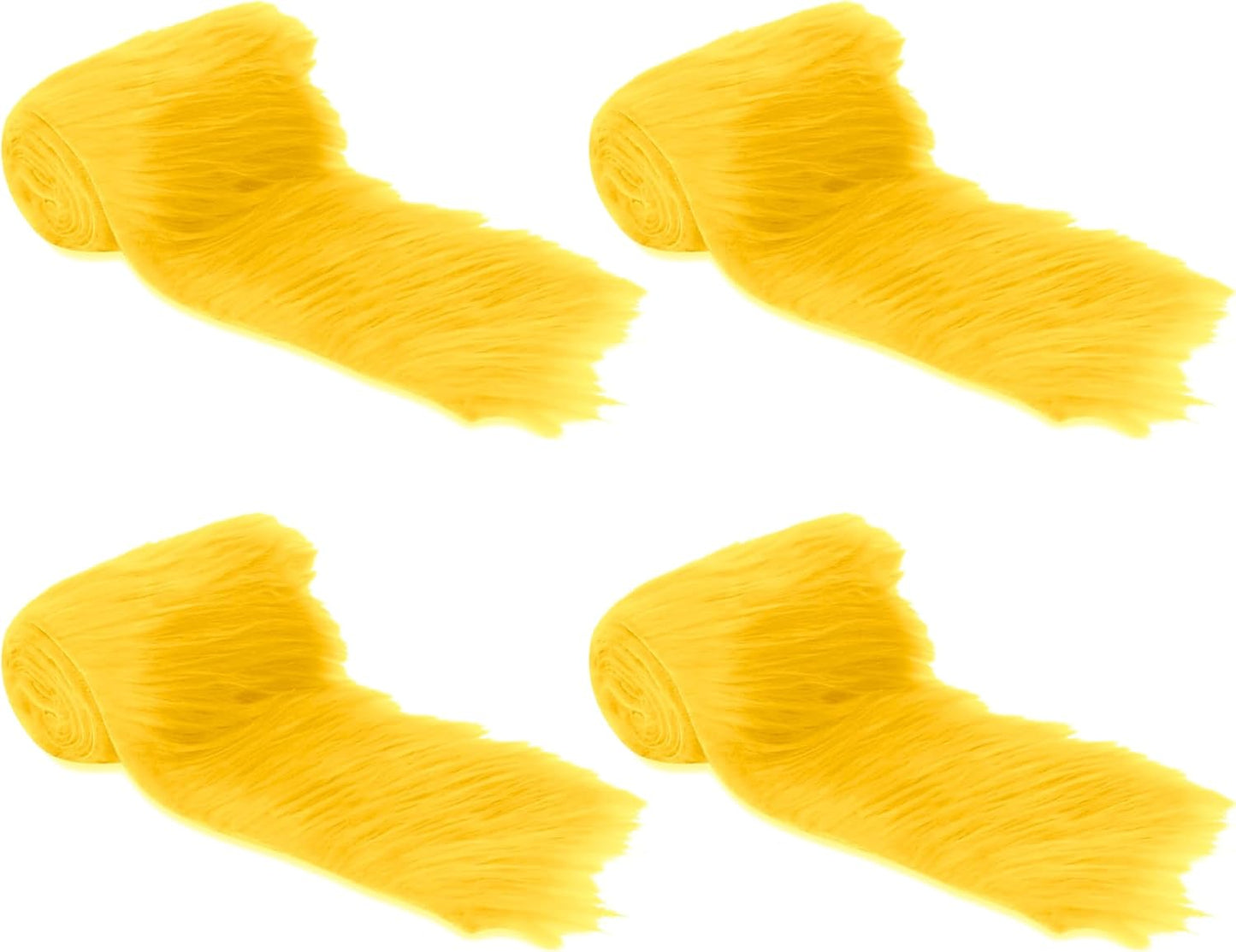 Golden Yellow Shaggy Plush Faux Fur Strips - Craft Fur for Gnomes, Cosplay, and DIY Projects | 2" X 60" (Pack of 4)