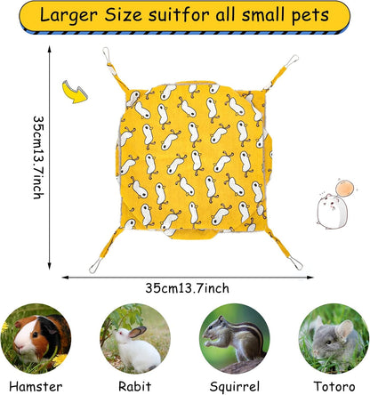 3 Tier Pet Hammocks for Cage, Ferret & Guinea Pig Accessories, 13.7x13.7 Inches, Rat Beds Hammock Hanging Bunkbed for Small Animals, Ferret, Kitten, Squirrel, Chinchilla, Parrot (Yellow)