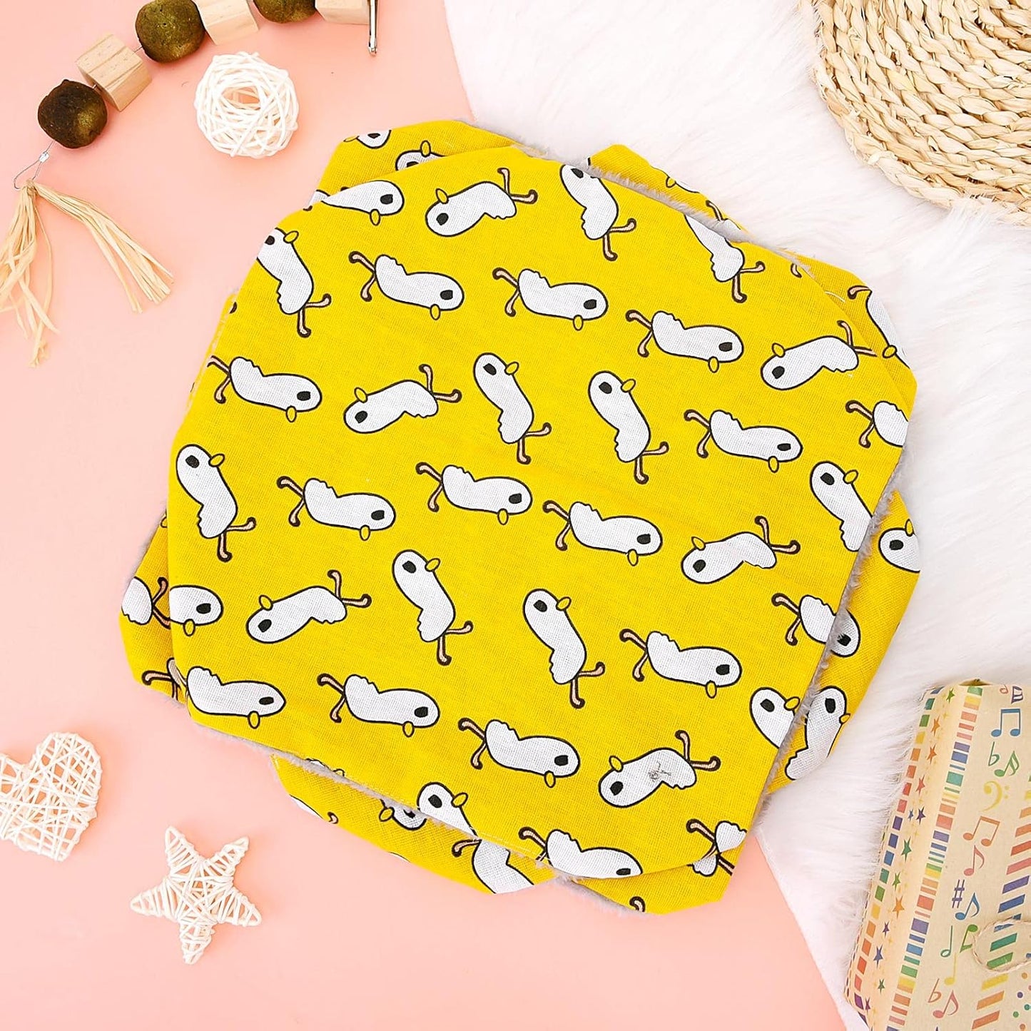 3 Tier Pet Hammocks for Cage, Ferret & Guinea Pig Accessories, 13.7x13.7 Inches, Rat Beds Hammock Hanging Bunkbed for Small Animals, Ferret, Kitten, Squirrel, Chinchilla, Parrot (Yellow)