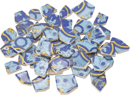 Irregular Ceramic Mosaic Tiles, 200g/0.44lb Broken Porcelain Mosaic Tiles Bulk Irregular Glazed for DIY Art Craft Making Home Decor, Blue/Yellow