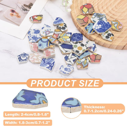 Irregular Ceramic Mosaic Tiles, 200g/0.44lb Broken Porcelain Mosaic Tiles Bulk Irregular Glazed for DIY Art Craft Making Home Decor, Blue/Yellow