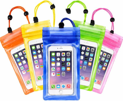 5 Pack 8.5" Multicolor Waterproof Phone Pouch, IP68 Universal Cell Phone Dry Bag Clear Case with Lanyard, Beach, Swimming, Cruise Ship Travel Essentials for iPhone 17 16 Pro Max,Samsung,and More
