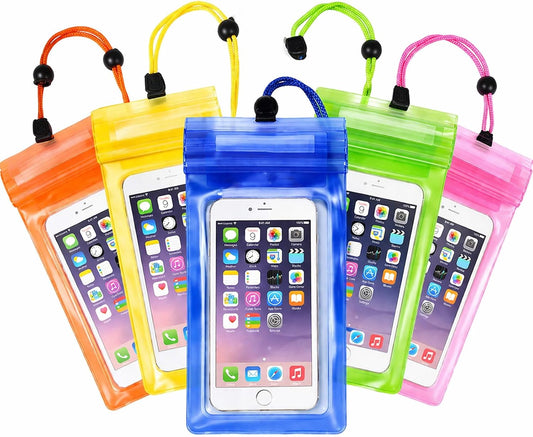 5 Pack 8.5" Multicolor Waterproof Phone Pouch, IP68 Universal Cell Phone Dry Bag Clear Case with Lanyard, Beach, Swimming, Cruise Ship Travel Essentials for iPhone 17 16 Pro Max,Samsung,and More
