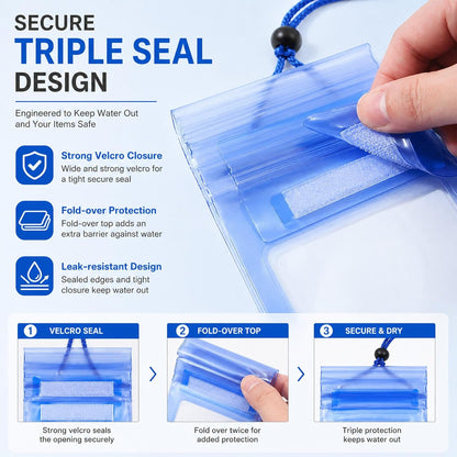 5 Pack 8.5" Multicolor Waterproof Phone Pouch, IP68 Universal Cell Phone Dry Bag Clear Case with Lanyard, Beach, Swimming, Cruise Ship Travel Essentials for iPhone 17 16 Pro Max,Samsung,and More