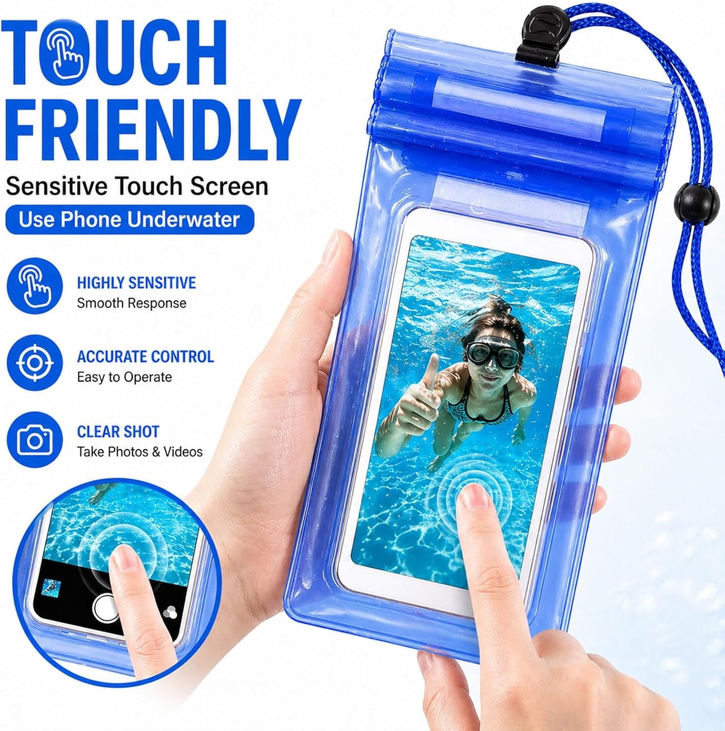 5 Pack 8.5" Multicolor Waterproof Phone Pouch, IP68 Universal Cell Phone Dry Bag Clear Case with Lanyard, Beach, Swimming, Cruise Ship Travel Essentials for iPhone 17 16 Pro Max,Samsung,and More