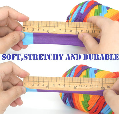 400g Tshirt Yarn for Crochet,Rainbow T Shirt Soft Elastic Fabric Chunky Thick T-Shirt Crochet Yarn for Crocheting Knitting Beginner Hand Knitting for Bag/DIY Craft/Home Decor-Green Yellow