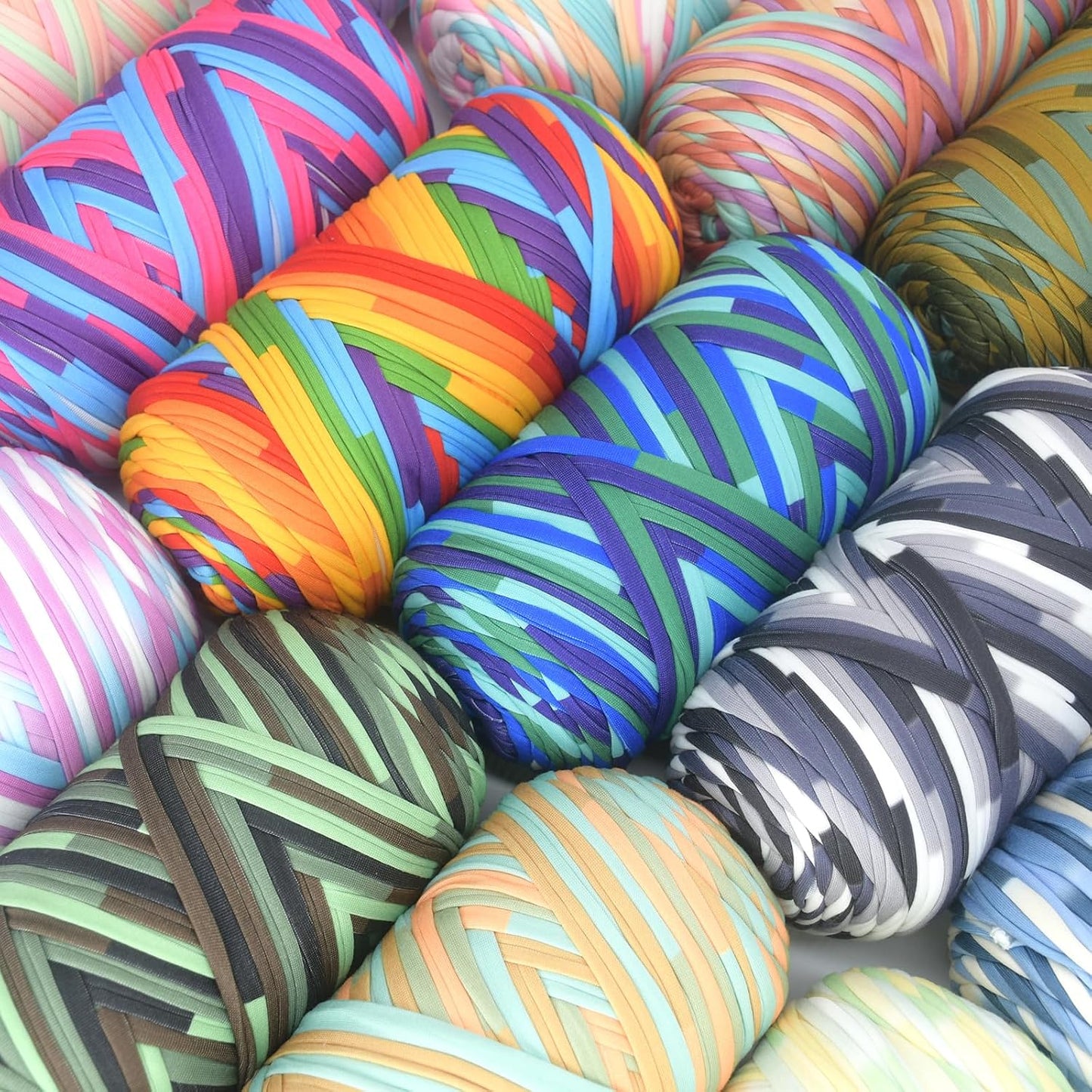 400g Tshirt Yarn for Crochet,Rainbow T Shirt Soft Elastic Fabric Chunky Thick T-Shirt Crochet Yarn for Crocheting Knitting Beginner Hand Knitting for Bag/DIY Craft/Home Decor-Green Yellow