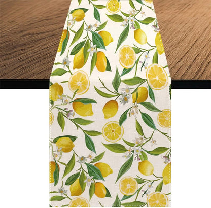 Summer Lemon Table Runner, Seasonal Spring Summer Tablecloth Kitchen Dining Table Decoration for Home Party Decor 13 x 70 Inch