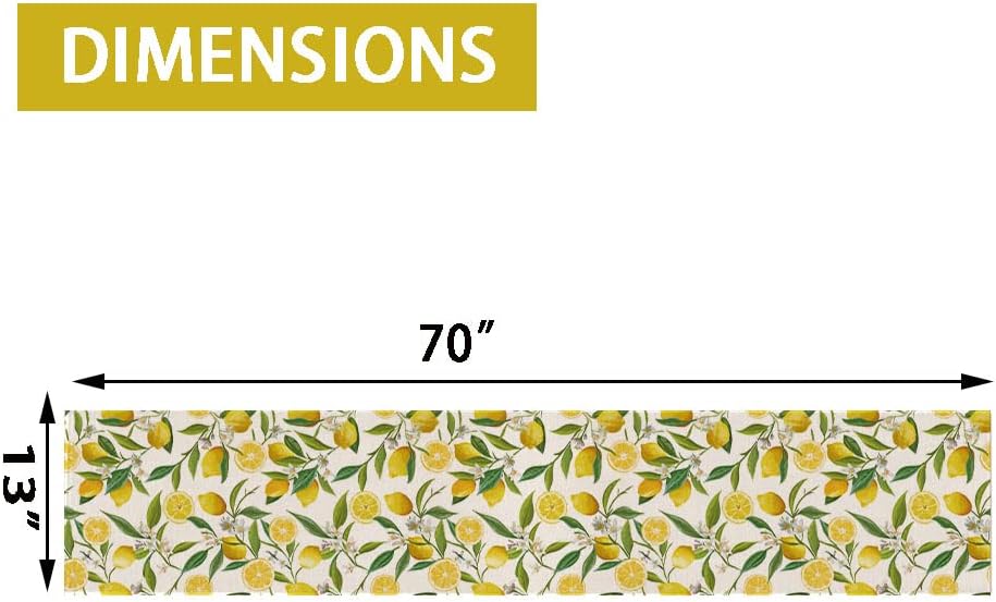 Summer Lemon Table Runner, Seasonal Spring Summer Tablecloth Kitchen Dining Table Decoration for Home Party Decor 13 x 70 Inch