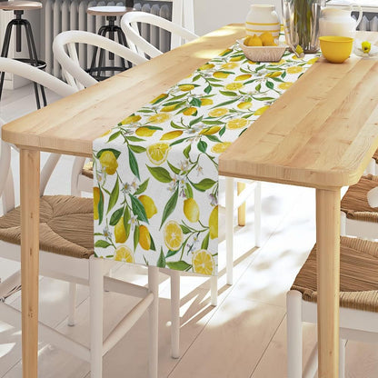 Summer Lemon Table Runner, Seasonal Spring Summer Tablecloth Kitchen Dining Table Decoration for Home Party Decor 13 x 70 Inch