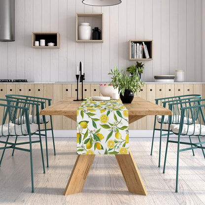 Summer Lemon Table Runner, Seasonal Spring Summer Tablecloth Kitchen Dining Table Decoration for Home Party Decor 13 x 70 Inch