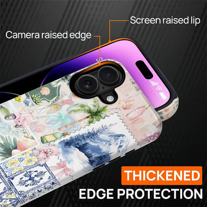 Case Compatible with iPhone 16 [Compatible with MagSafe] Hybrid 2-Layer Hard Shell Protection Case, Shockproof Protective Magnetic Cover for iPhone 16, European Lemon Summer Collage