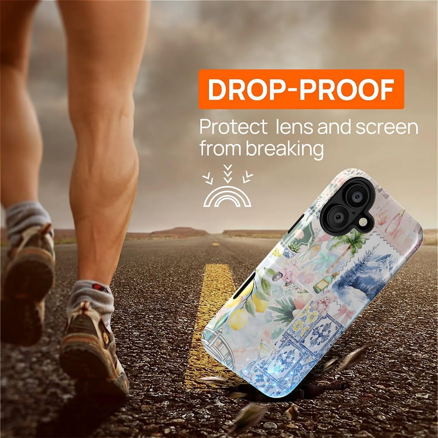 Case Compatible with iPhone 16 [Compatible with MagSafe] Hybrid 2-Layer Hard Shell Protection Case, Shockproof Protective Magnetic Cover for iPhone 16, European Lemon Summer Collage