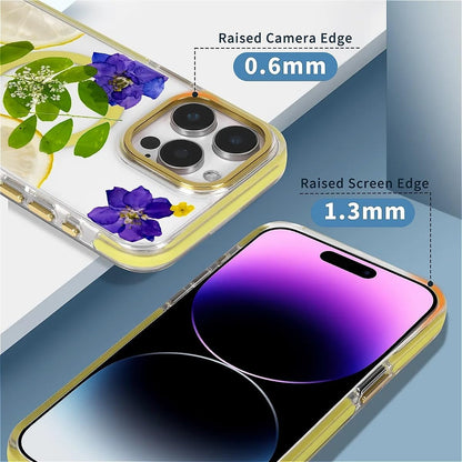 for Magnetic Clear Case for iPhone 16 Pro Max Compatible with Magsafe, Lemon Purple Flower Phone Case, Soft Silicone Shockproof Protective Cover Cases for iPhone 16 Pro Max-(Yellow)