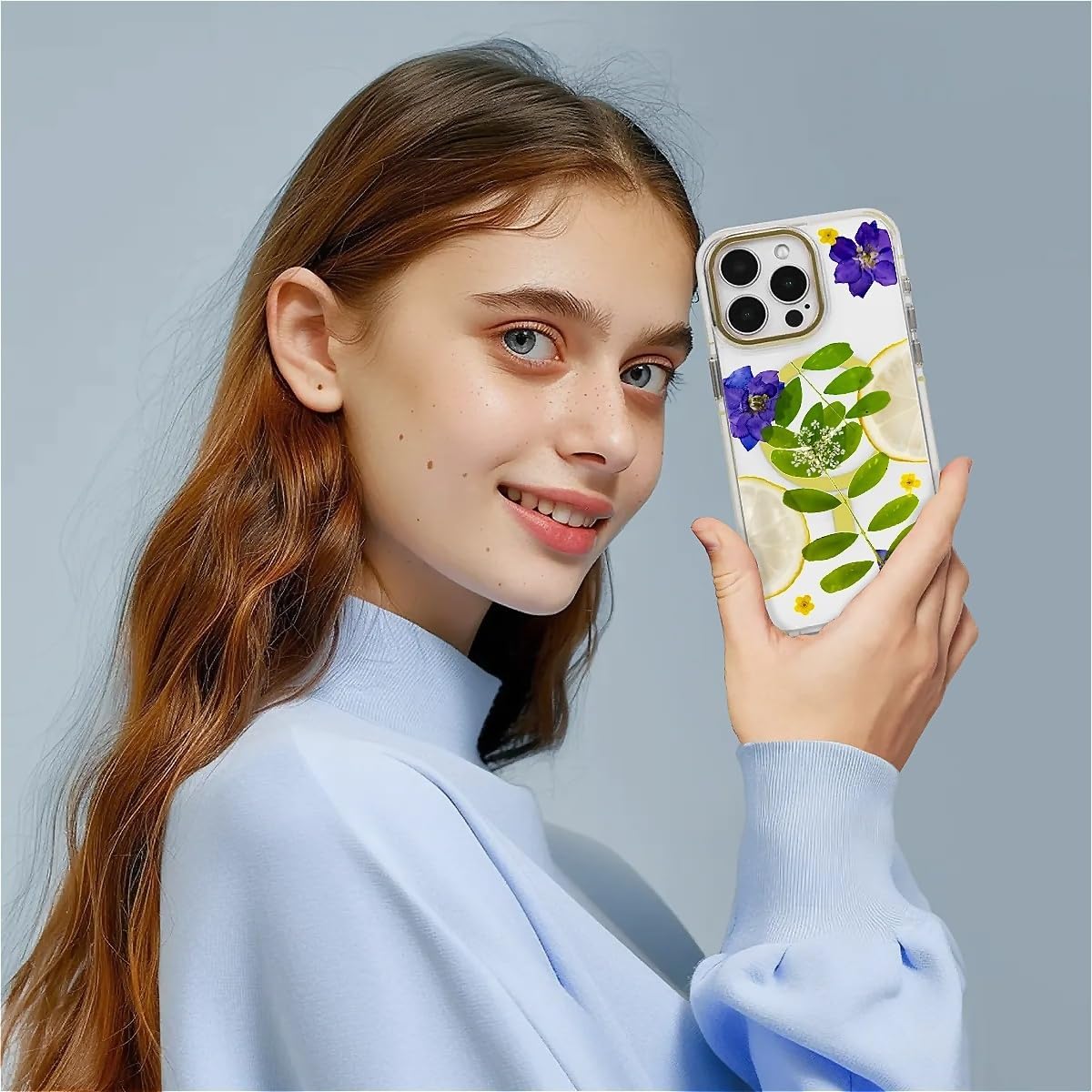 for Magnetic Clear Case for iPhone 16 Pro Max Compatible with Magsafe, Lemon Purple Flower Phone Case, Soft Silicone Shockproof Protective Cover Cases for iPhone 16 Pro Max-(Yellow)