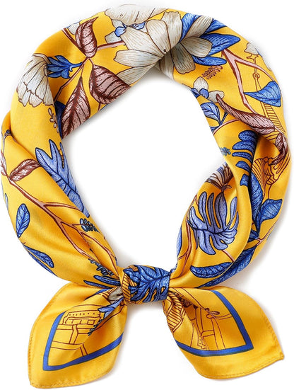 100% Pure Mulberry Silk Square Scarf-27''x27 Lightweight Hair Scarves Headscarf Night Sleeping with Gift Packed
