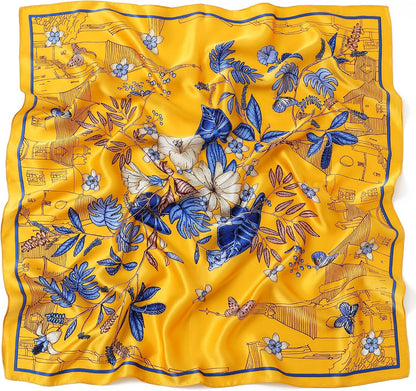100% Pure Mulberry Silk Square Scarf-27''x27 Lightweight Hair Scarves Headscarf Night Sleeping with Gift Packed