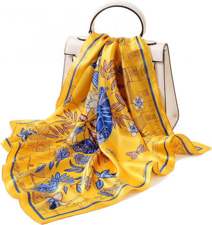 100% Pure Mulberry Silk Square Scarf-27''x27 Lightweight Hair Scarves Headscarf Night Sleeping with Gift Packed