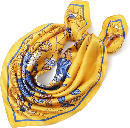 100% Pure Mulberry Silk Square Scarf-27''x27 Lightweight Hair Scarves Headscarf Night Sleeping with Gift Packed