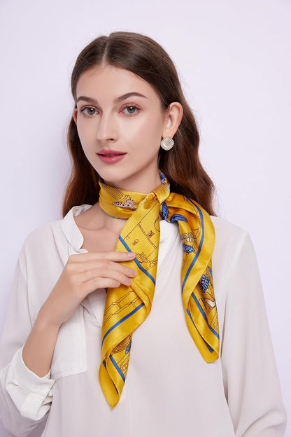 100% Pure Mulberry Silk Square Scarf-27''x27 Lightweight Hair Scarves Headscarf Night Sleeping with Gift Packed