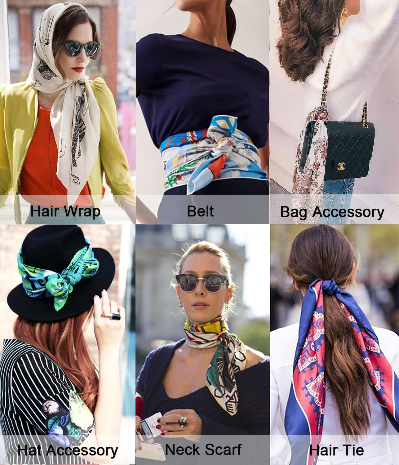 100% Pure Mulberry Silk Square Scarf-27''x27 Lightweight Hair Scarves Headscarf Night Sleeping with Gift Packed