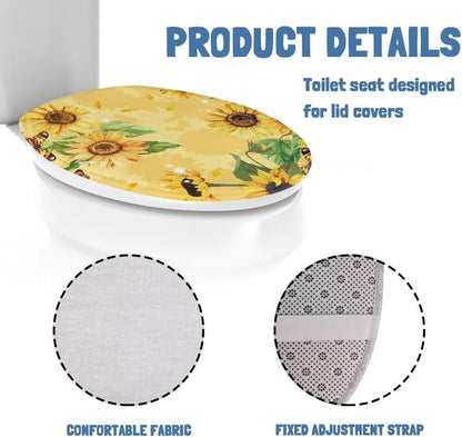 Sunflower Toilet Seat Covers for Bathroom Yellow Toilet Lid Cover Thick Fabric Soft and Absorbent Elongated Round and Oblong Toilet Seat Cover Machine Washable Universal Toilet Seat Cover