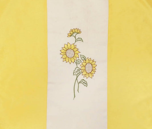 GOHD Very Sunflower. 3PCS Kitchen Cafe Curtain Set Swag Valance and Tier Set. Nice Matching Color Sunflower Embroidery. (Yellow)